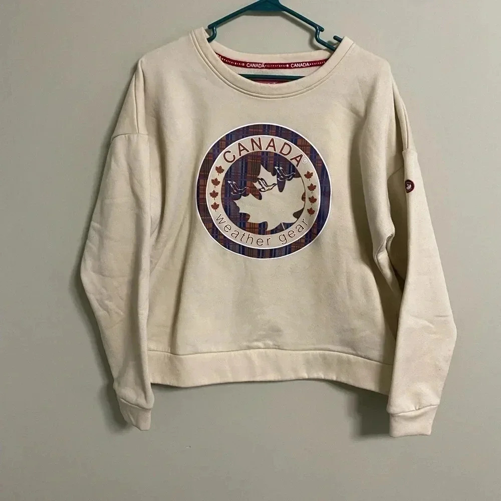 Canada Weather Gear Women's Logo Printed Crewneck Fleece Sweatshirt Size Large